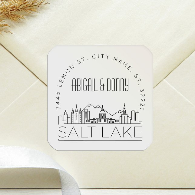 Sticker Carré Mariage de Salt Lake City | Sceau d'enveloppe (Créateur téléchargé)