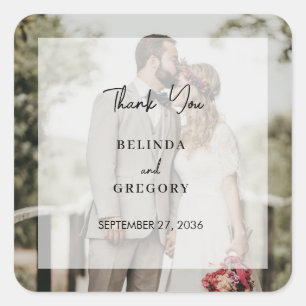 Sticker Carré Mariage de script de superposition photo simple et
