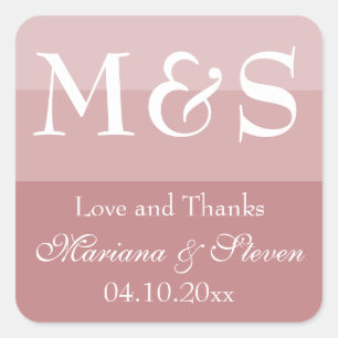 Sticker Carré Mariage de script moderne Dusty Rose