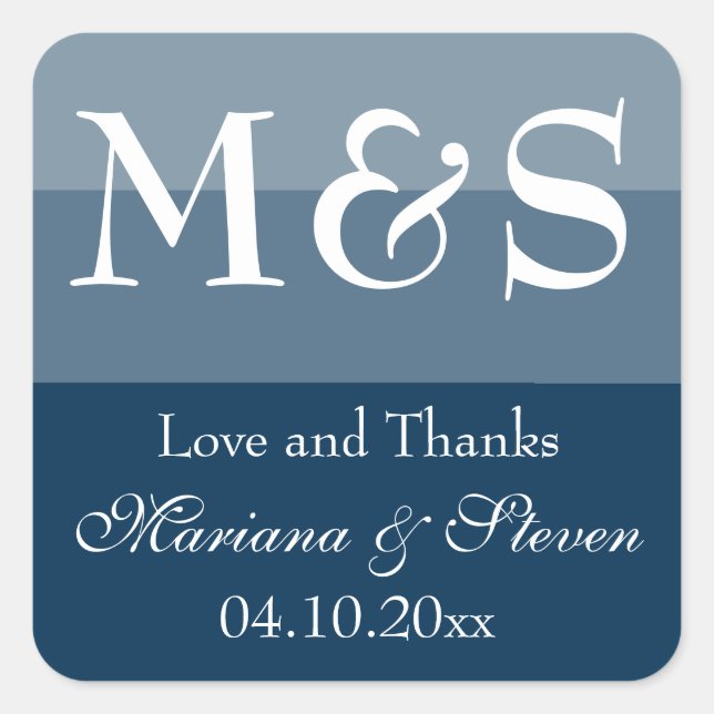 Sticker Carré Mariage de script moderne simple bleu marine (Devant)