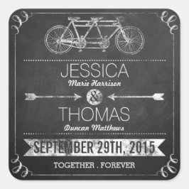 Sticker Carré Mariage de typographie du tableau de bord de bicyc