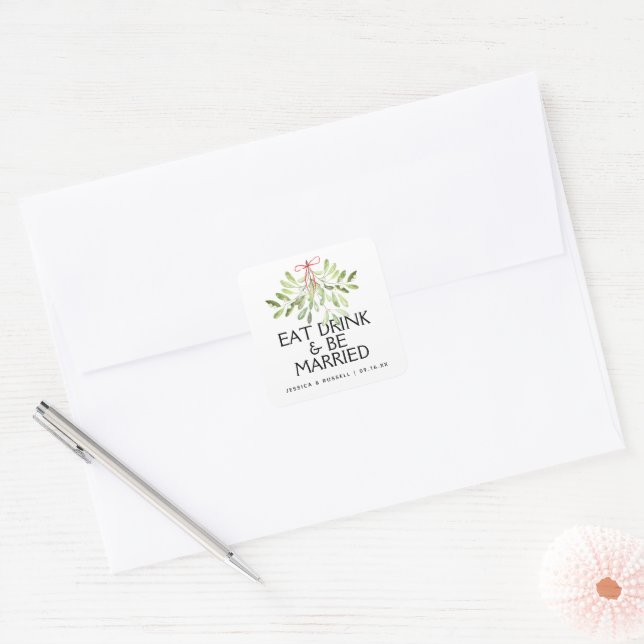 Sticker Carré Mariage de vacances Mistletoe (Enveloppe)