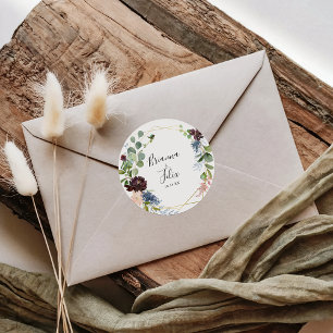 Sticker Carré Mariage d'enveloppe géométrique en or de Bourgogne