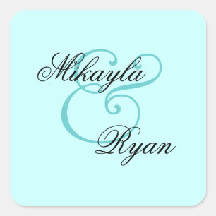 Sticker Carré Mariage d'enveloppes turquoise Light Aqua