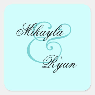 Sticker Carré Mariage d'enveloppes turquoise Light Aqua