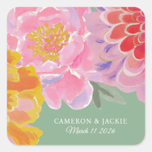 Sticker Carré Mariage d'été Zinnia Souci Vibrant