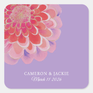 Sticker Carré Mariage d'été Zinnia Violet