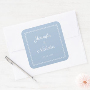 Sticker Carré Mariage élégant à l'écriture Powder Blue