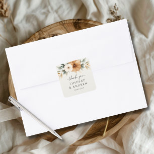 Sticker Carré Mariage élégant cuivre et beige terreux