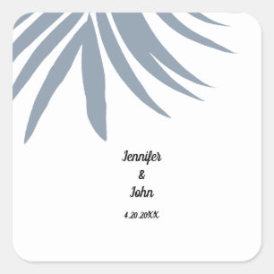 Sticker Carré Mariage Élégant et Rafraîchissant aux Tons Bleus P