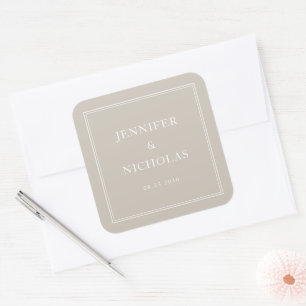 Sticker Carré Mariage Élégant Formel Taupe