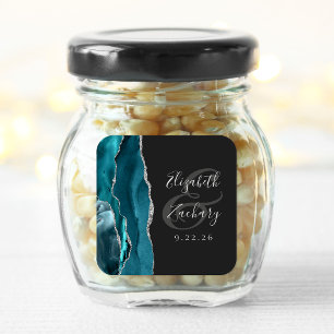 Sticker Carré Mariage élégant moderne Agate Geode Script sarcell