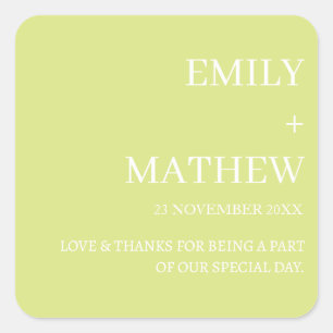 STICKER CARRÉ MARIAGE ÉLÉGANT MODERNE PERSONNALISÉ CLASSIQUE STY