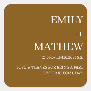 STICKER CARRÉ MARIAGE ÉLÉGANT MODERNE PERSONNALISÉ CLASSIQUE STY