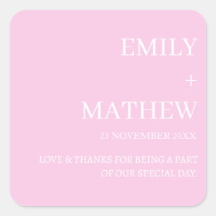 STICKER CARRÉ MARIAGE ÉLÉGANT MODERNE PERSONNALISÉ CLASSIQUE STY