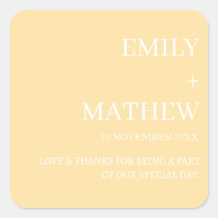 STICKER CARRÉ MARIAGE ÉLÉGANT MODERNE PERSONNALISÉ CLASSIQUE STY