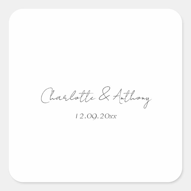 Sticker Carré Mariage Élégante calligraphie Créative Noir Blanc (Devant)