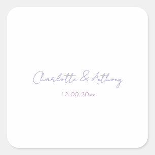 Sticker Carré Mariage Élégante calligraphie Noms et date créatif