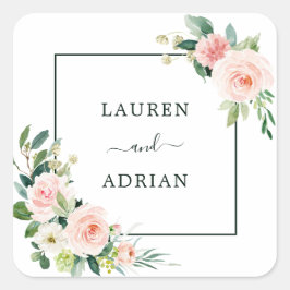 Sticker Carré Mariage en fleur rose