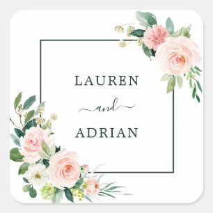 Sticker Carré Mariage en fleur rose