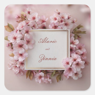 Sticker Carré Mariage en fleurs de cerisier