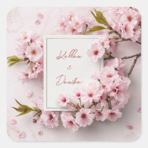 Sticker Carré Mariage en fleurs de cerisier