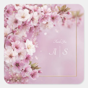 Sticker Carré Mariage en fleurs de cerisier