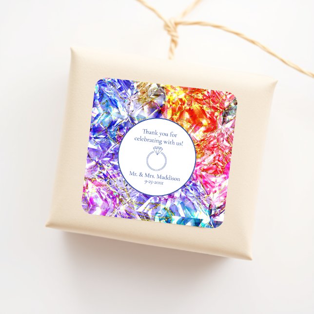 Sticker Carré Mariage en pierre de cristal de couleur diamant (Créateur téléchargé)