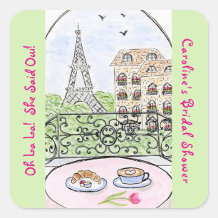 Sticker Carré Mariage Fantaisiste sous la Tour Eiffel de Paris