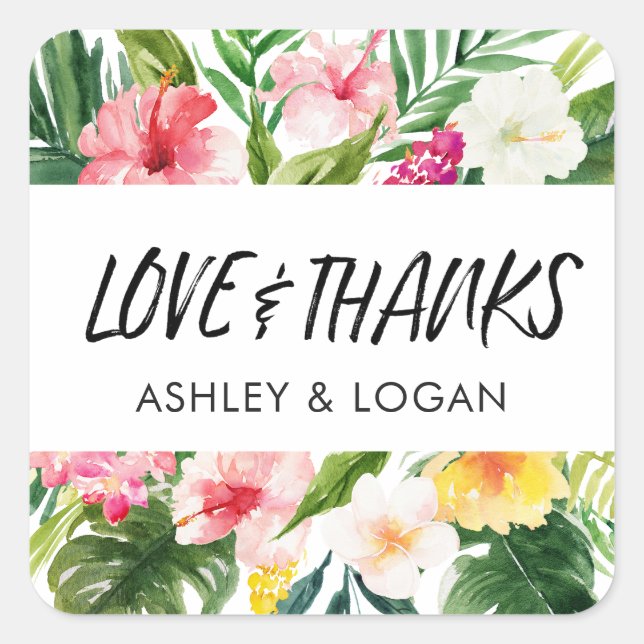 Sticker Carré Mariage Feuille tropical (Devant)