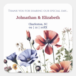 Sticker Carré Mariage fleur sauvage