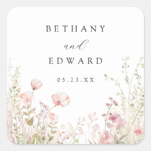 Sticker Carré Mariage Fleur sauvage Delicate