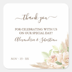 Sticker Carré Mariage Floral
