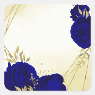 Sticker Carré mariage floral bleu royal