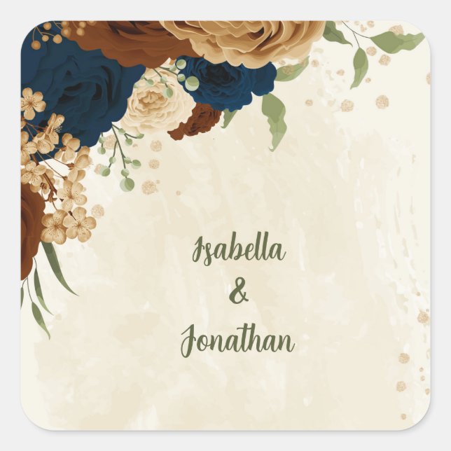 Sticker Carré mariage floral de terre cuite (Devant)