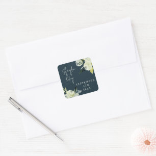 Sticker Carré Mariage floral enchanté de nuit bleue