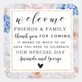 Sticker Carré Mariage floral faveur personnalisée merci