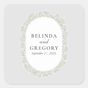Sticker Carré Mariage Floral Gypsophile Monogramme Breath de Béb