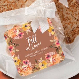 Sticker Carré Mariage Floral Tomber Amoureux Shower Terracotta