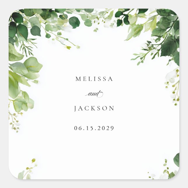 Sticker Carré Mariage frontalier des Branches vertes (Devant)