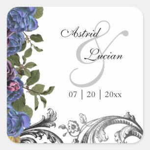Sticker Carré Mariage gothique rose foncée violet