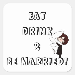 Sticker Carré Mariage Humour de la mariée et du marié