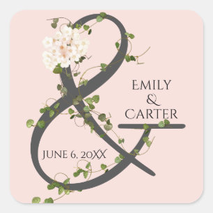 Sticker Carré Mariage Hydrangea et Ivy Ampersand