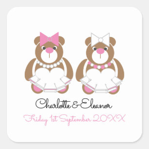 Sticker Carré Mariage lesbien Teddy Bear Brides cadeau ou faveur