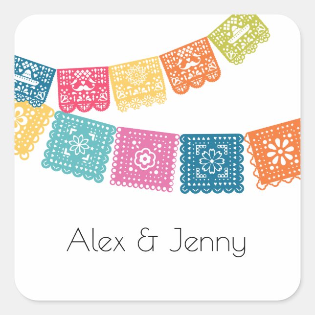 Sticker Carré Mariage - Mariage Papel Picado Mariage Faveur (Devant)