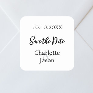 Sticker Carré Mariage minimaliste Enregistrer la date