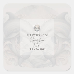 Sticker Carré Mariage moderne Whimsy Dolphin
