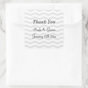 Sticker Carré Mariage motif à la mode gris et blanc chevron