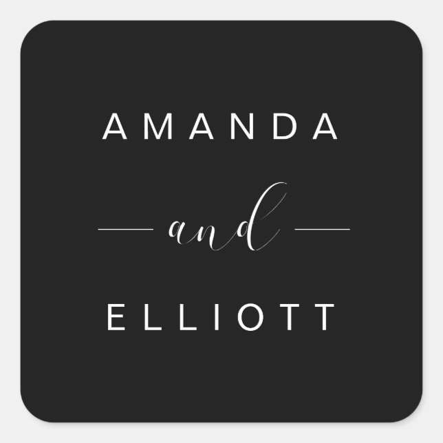 Sticker Carré Mariage noir couleur simple (Devant)