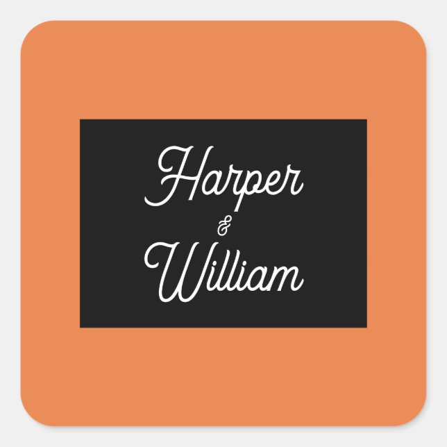 Sticker Carré Mariage orange contemporain (Devant)